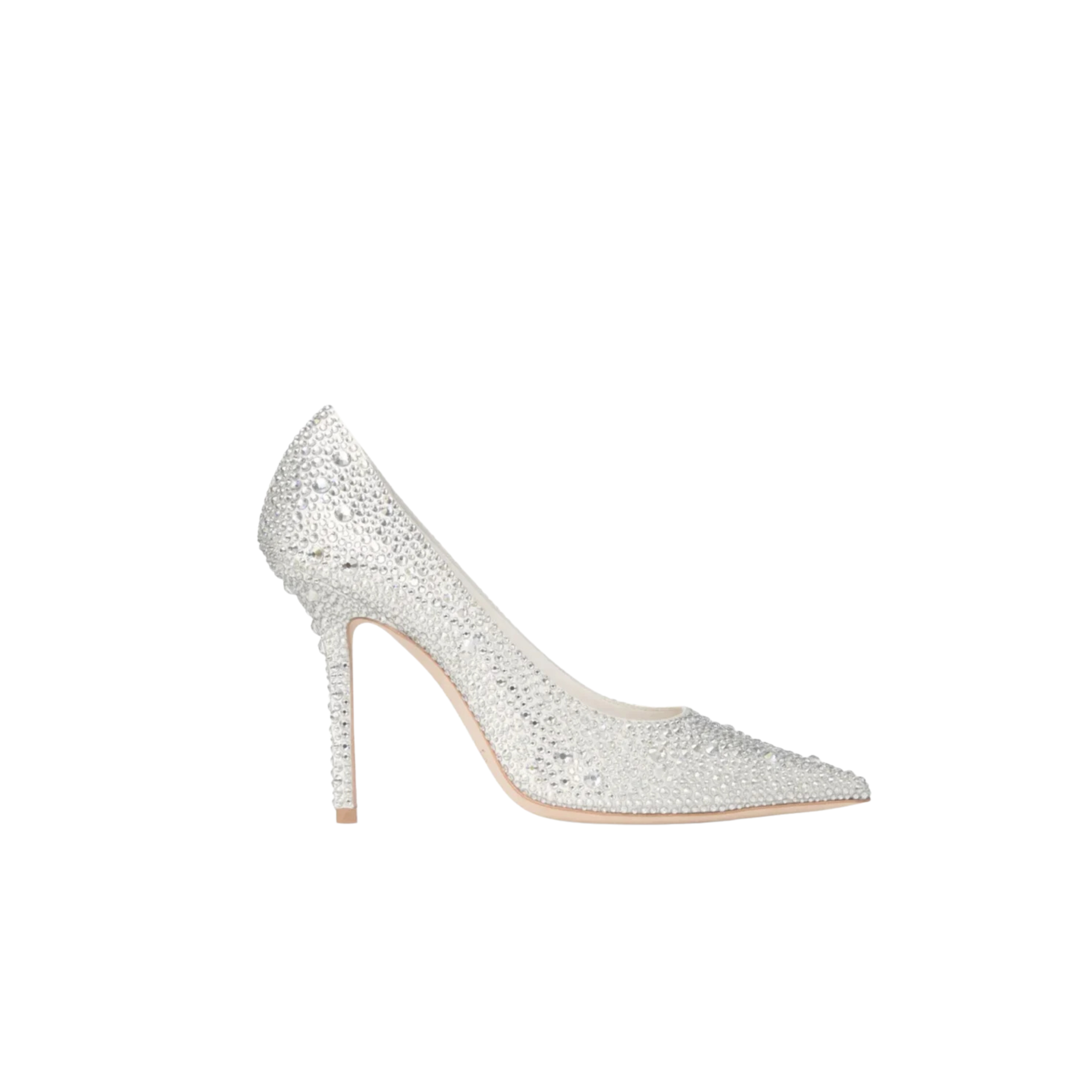 Ivory Satin Pumps with Crystal Embellishment