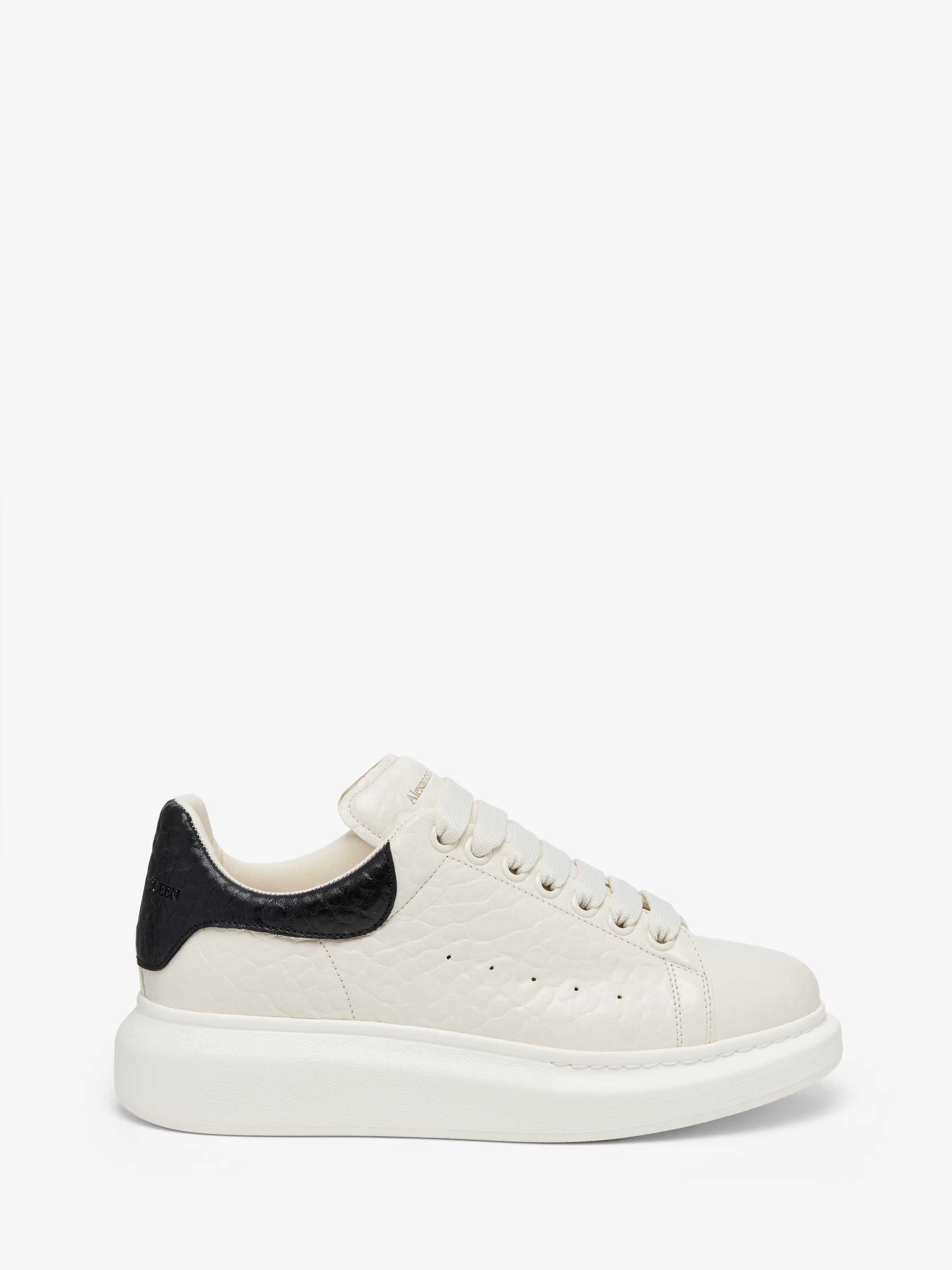 Alexander McQueen Statement silhouette in off white and black grainy leather